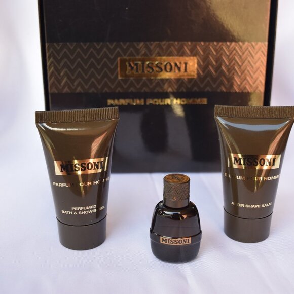 MISSONI Pour Homme Gift Set - 3pc, Shower Gel, After Shave Balm, Mini EDP, NEW - Picture 9 of 12